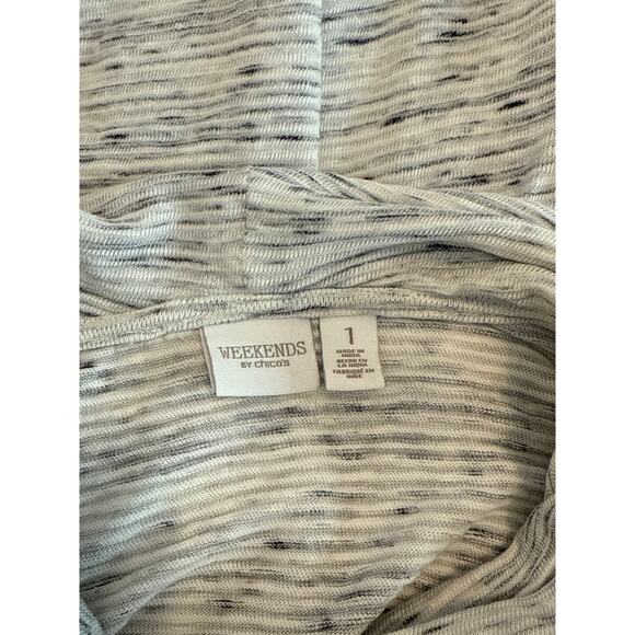Weekends by Chicos 100% Cotton Cowl Neck Pullover Grey & White Size 1 (M) - Picture 3 of 4